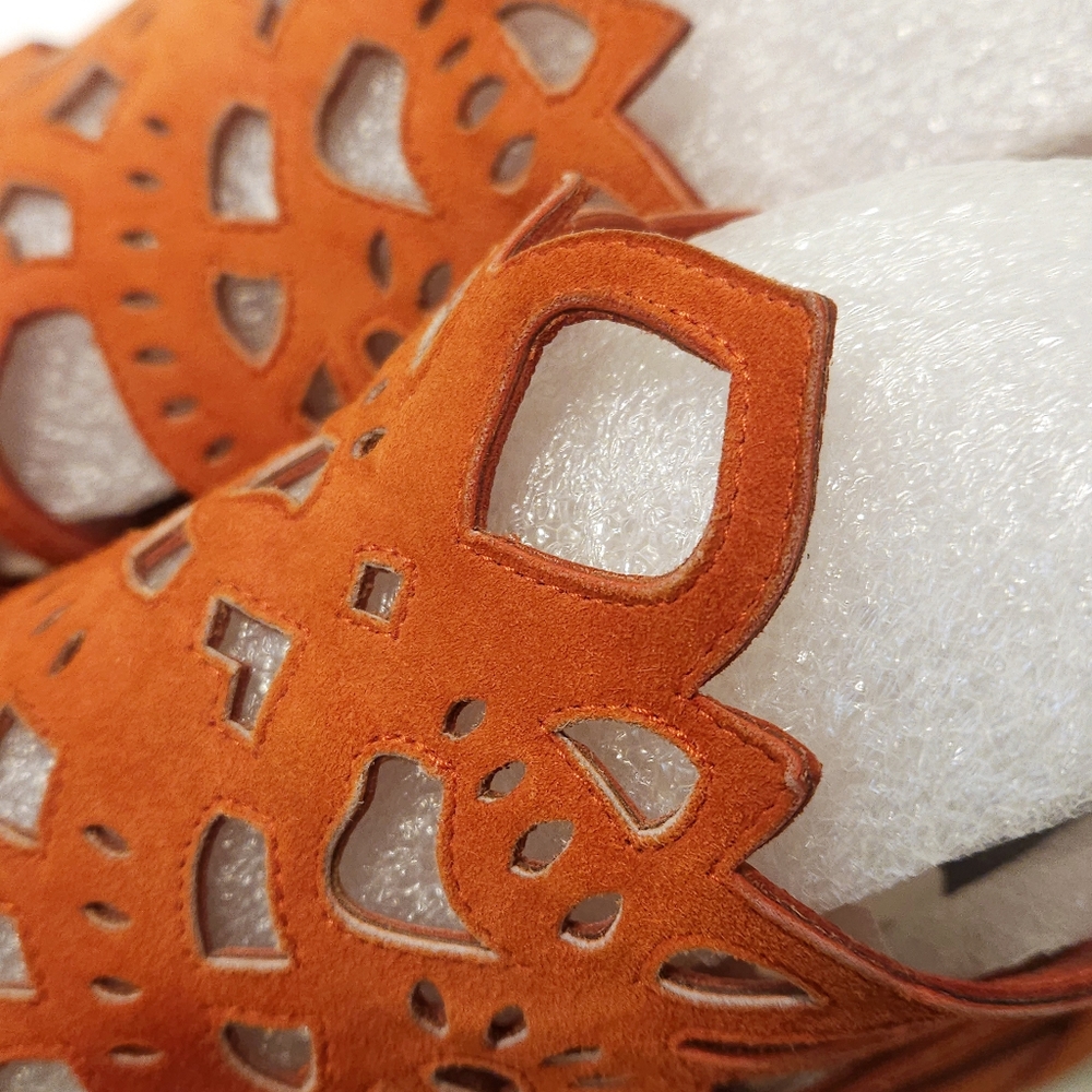 Dior Gladiator Sandal Flats Suede Leather Size 8.5, 39 Vermillion Orange - Picture 11 of 16